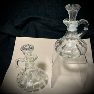 Vintage Anchor Hocking Glass Oil & Vinegar Cruet Set – Matching Pair w/ Stoppers